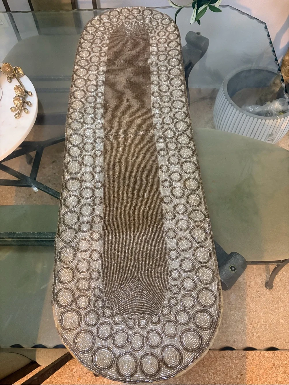 Rachel Zoe Brown and Cream Woven Table Runner